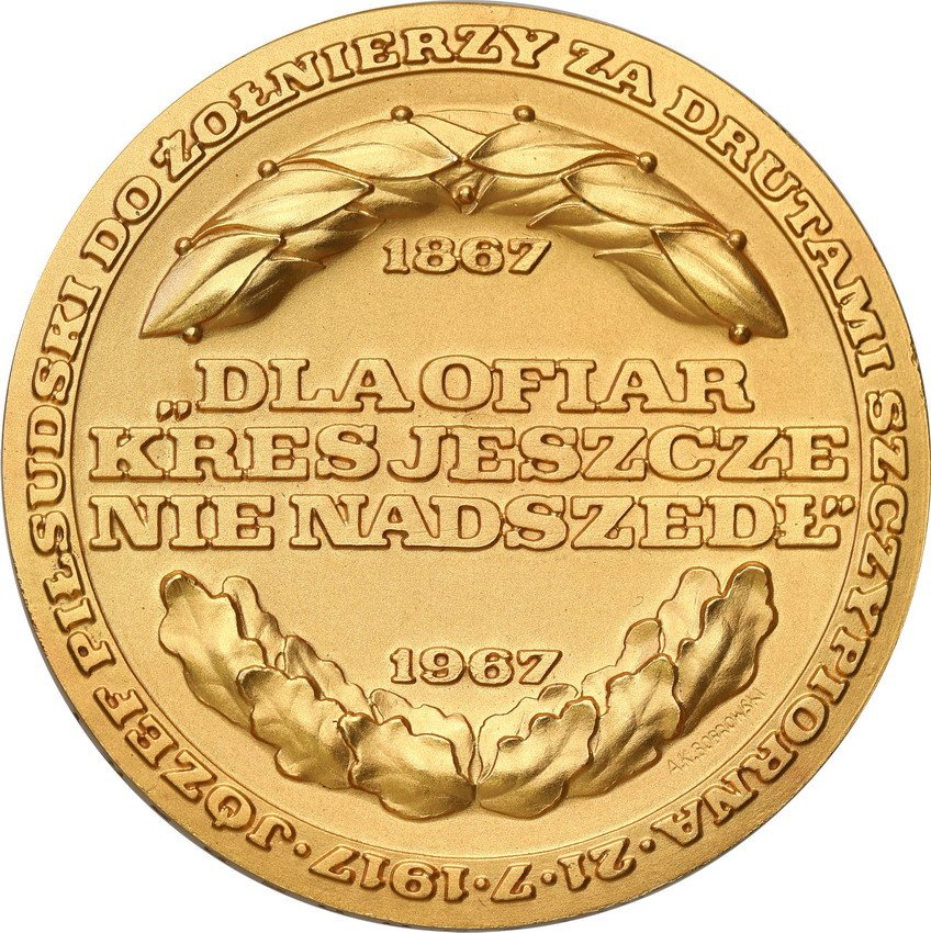 Polska. Medal Polski rząd na uchodźstwie 1967 Józef Piłsudski, Londyn ZŁOTO